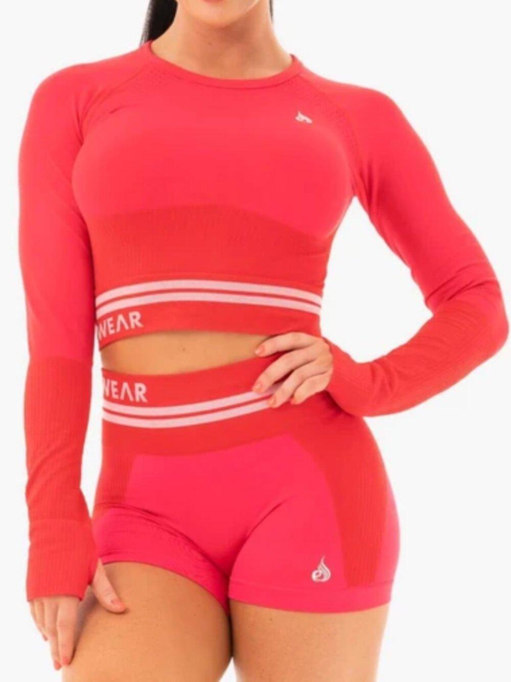 Ryderwear Freestyle Seamless Workout Set NWT Red Sports Bra Shorts Size S/M
